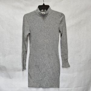 Heart & Hips Grey Ribbed Pencil Dress High Neck Size L